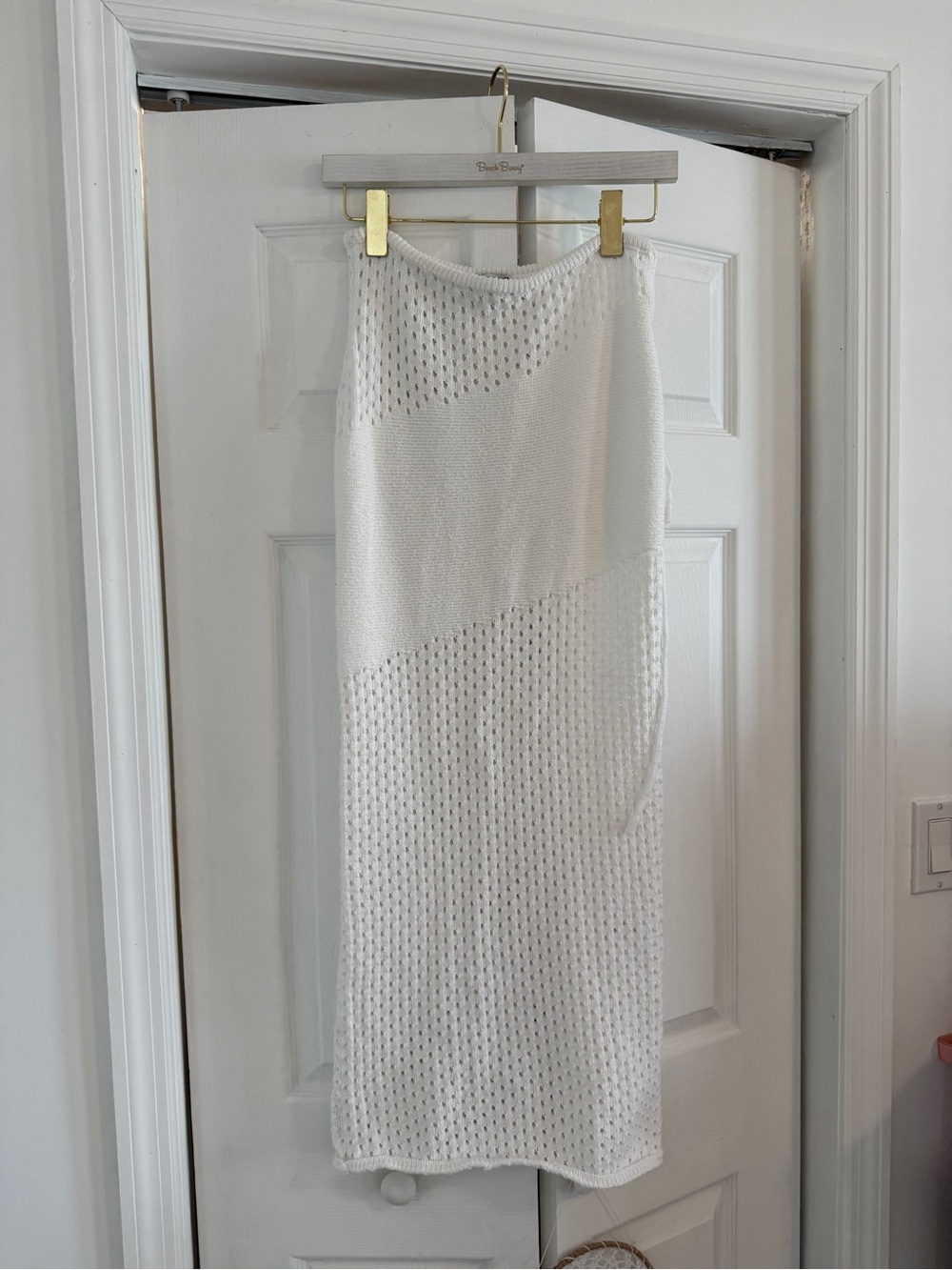 New Fashion Nova White Open-Knit Midi Skirt XS
